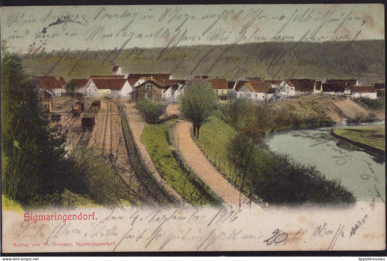 Gest. W-7485 Sigmaringendorf Blick Zum Ort 1906 - Sigmaringen