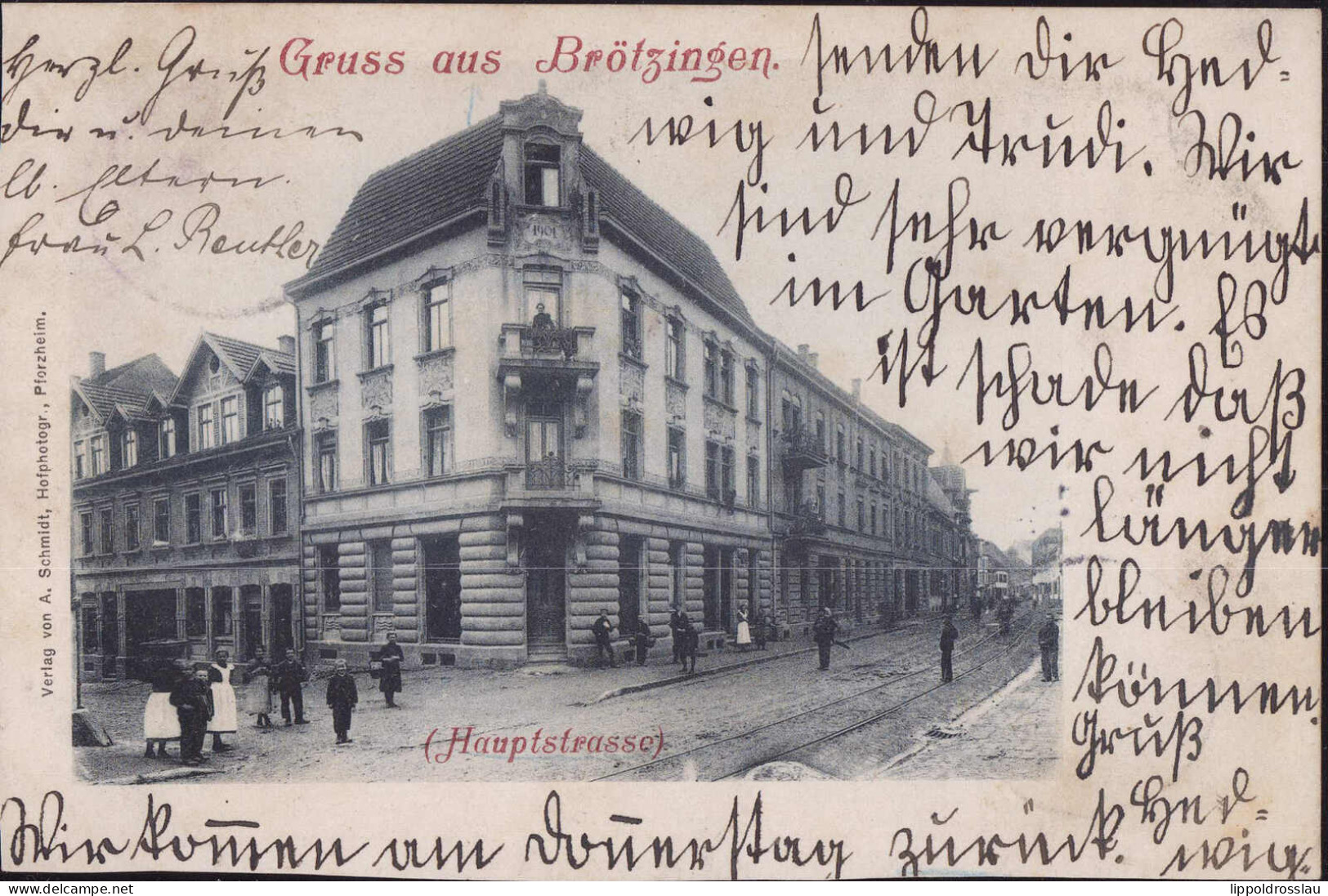 * W-7530 Brötzingen Hauptstraße Post 1905, Briefmarke Entfernt - Pforzheim