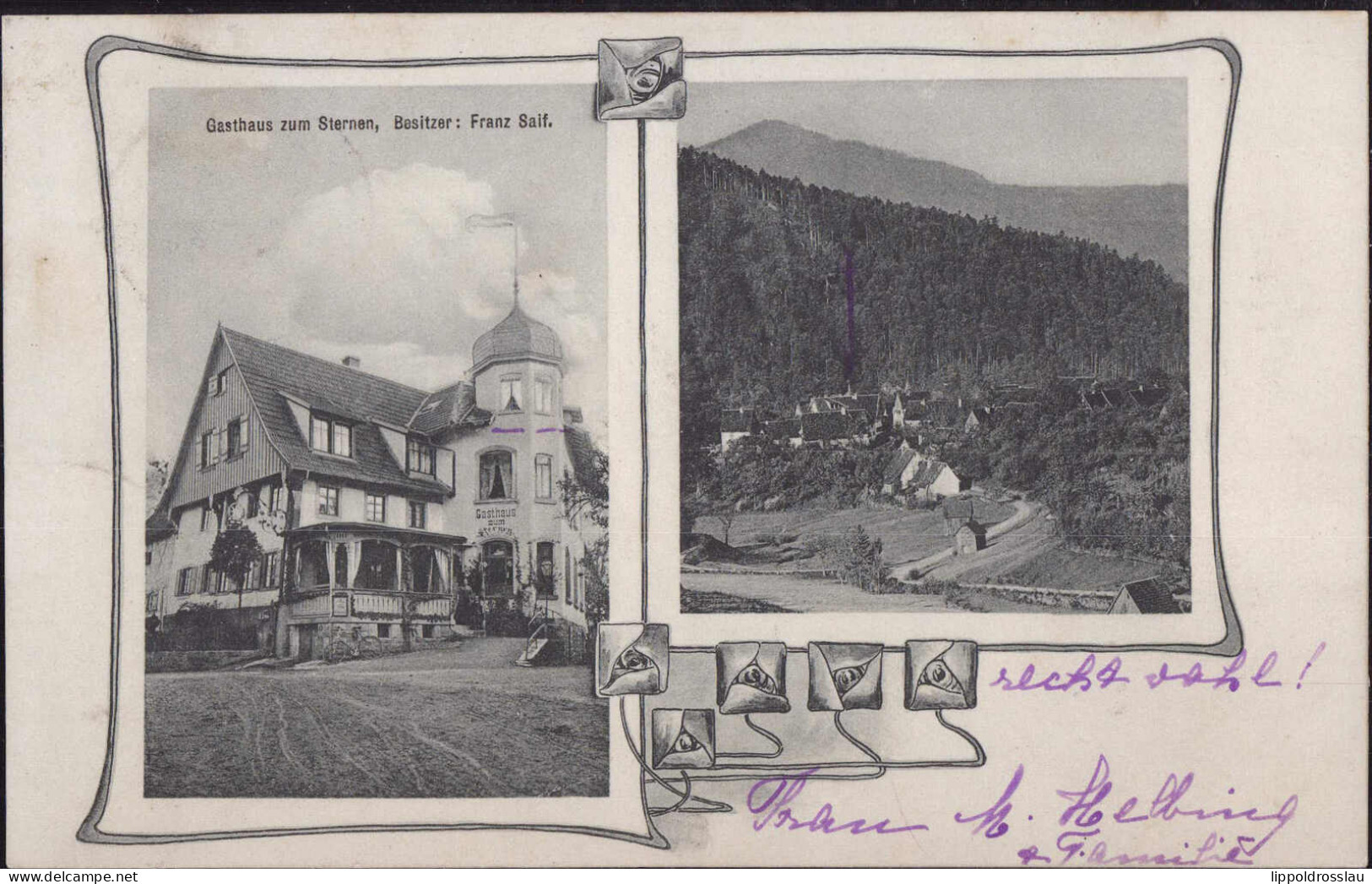 Gest. W-7562 Scheuern Gasthaus Zum Sternen 1908 - Gaggenau