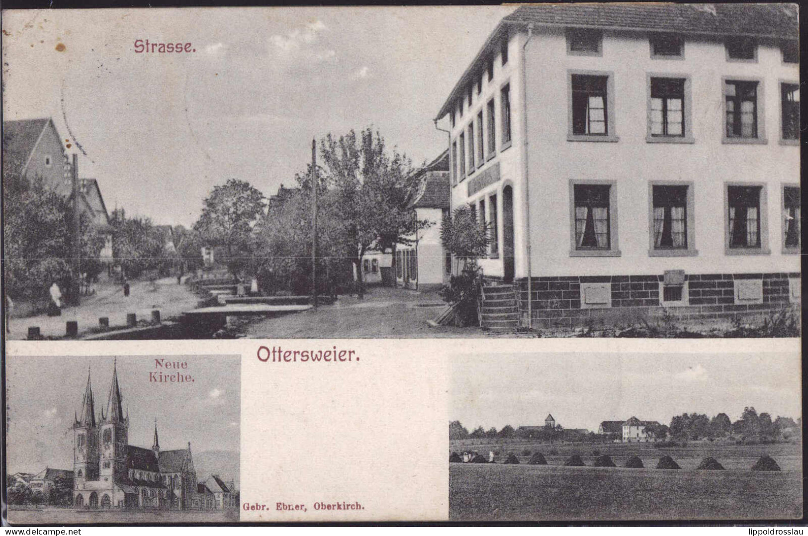 Gest. W-7583 Ottersweier Straßenpartie 1911 - Buehl