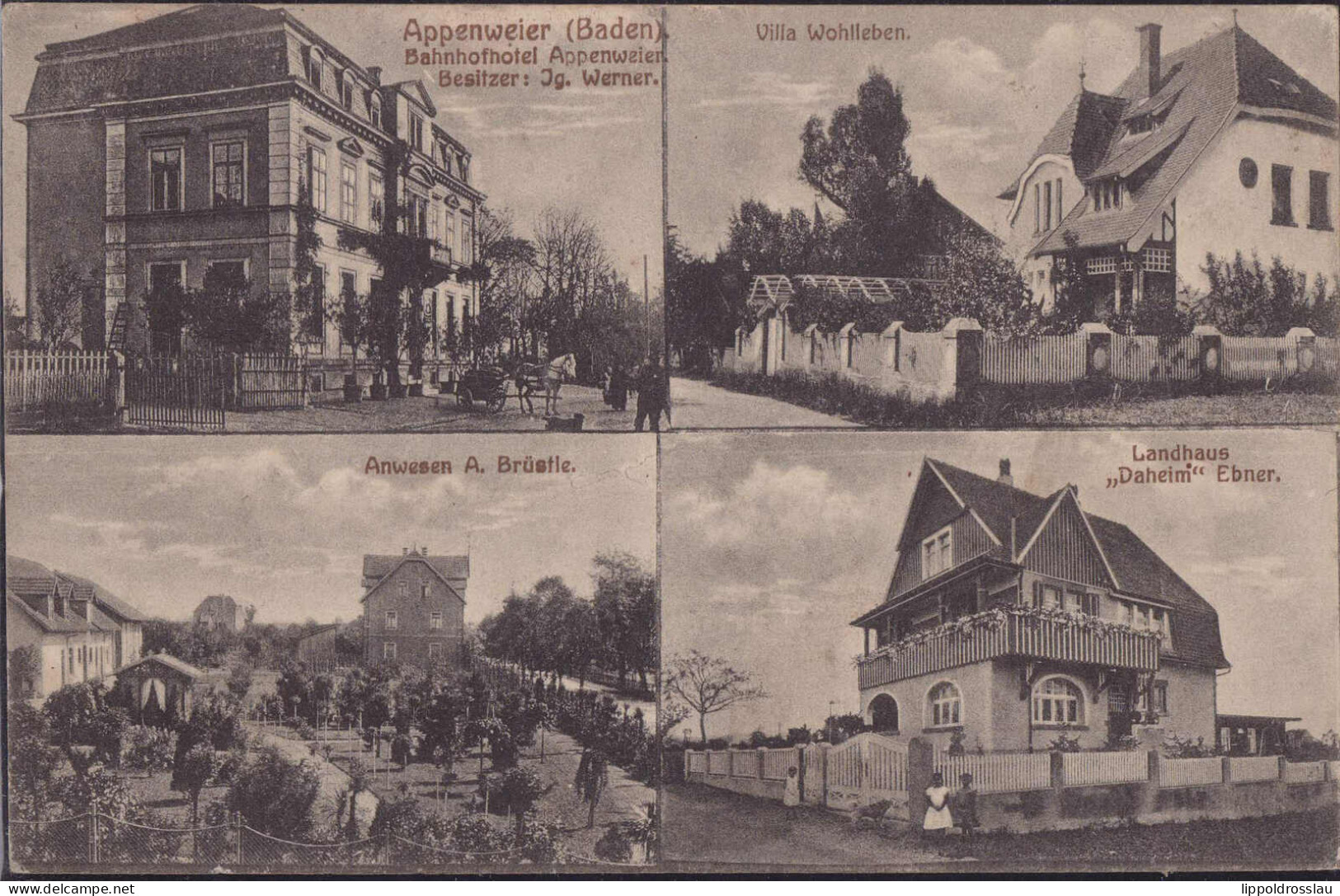 Gest. W-7604 Appenweier Villa Wohlleben Landhaus Daheim, Feldpost 1917 - Offenburg