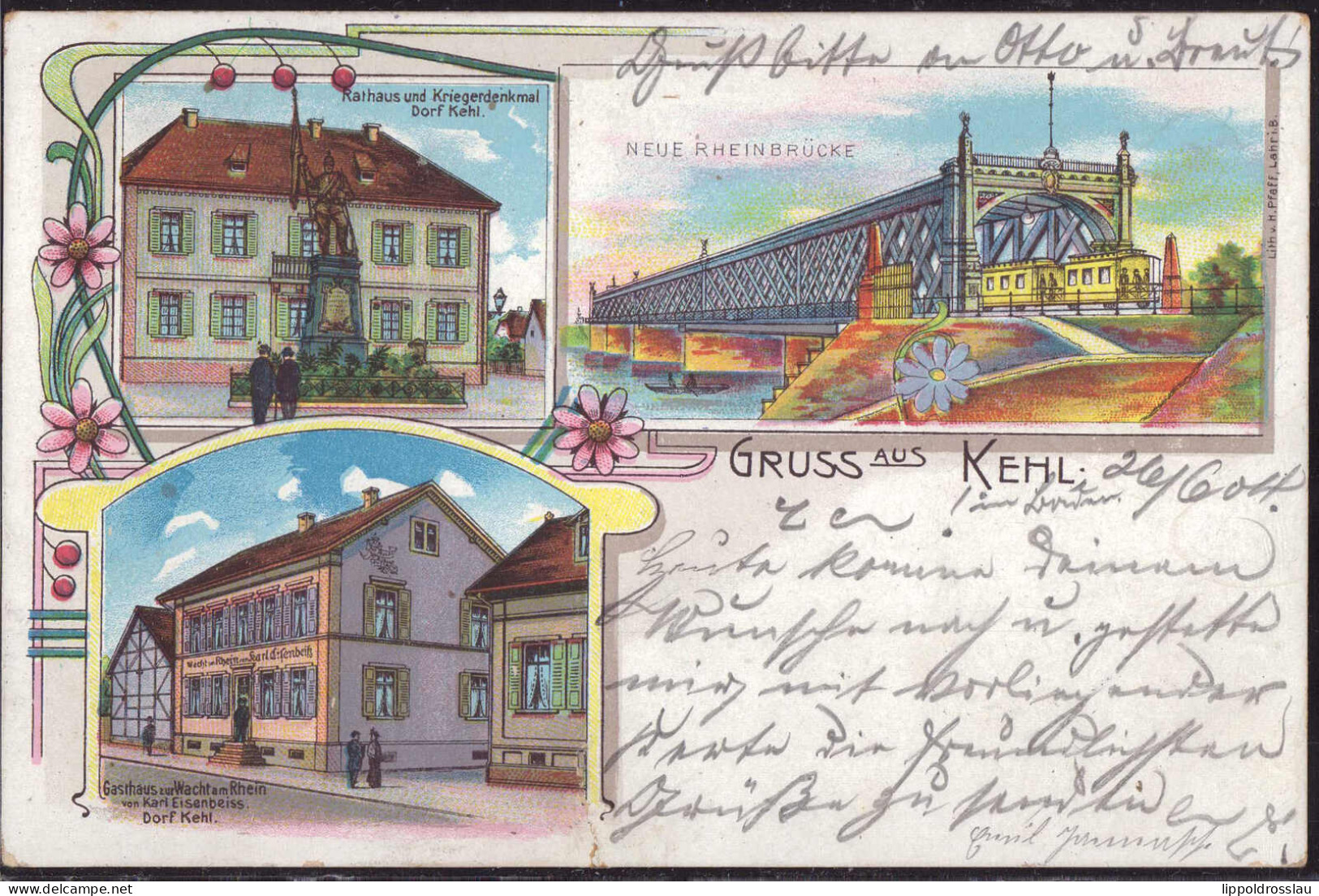 Gest. W-7640 Kehl Gasthaus Zur Wacht Am Rhein 1904 - Kehl