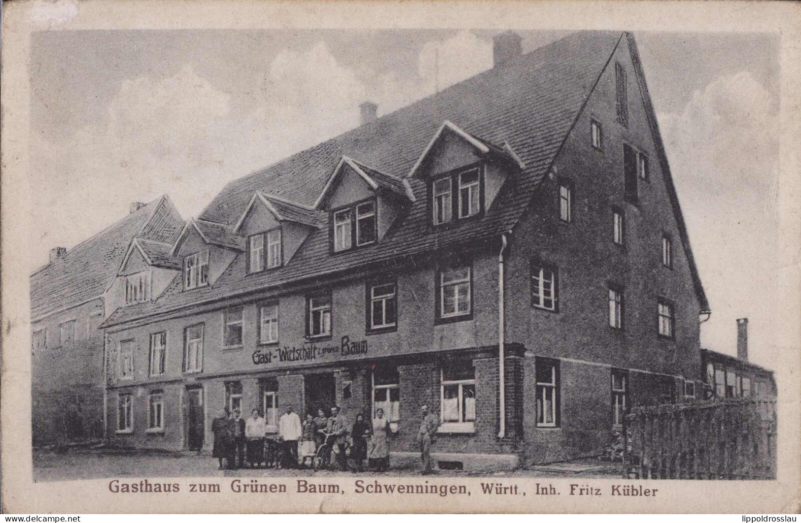 Gest. W-7730 Schwenningen Gasthaus Zum Grünen Baum, Briefmarke Entfernt, Min. Best. - Villingen - Schwenningen