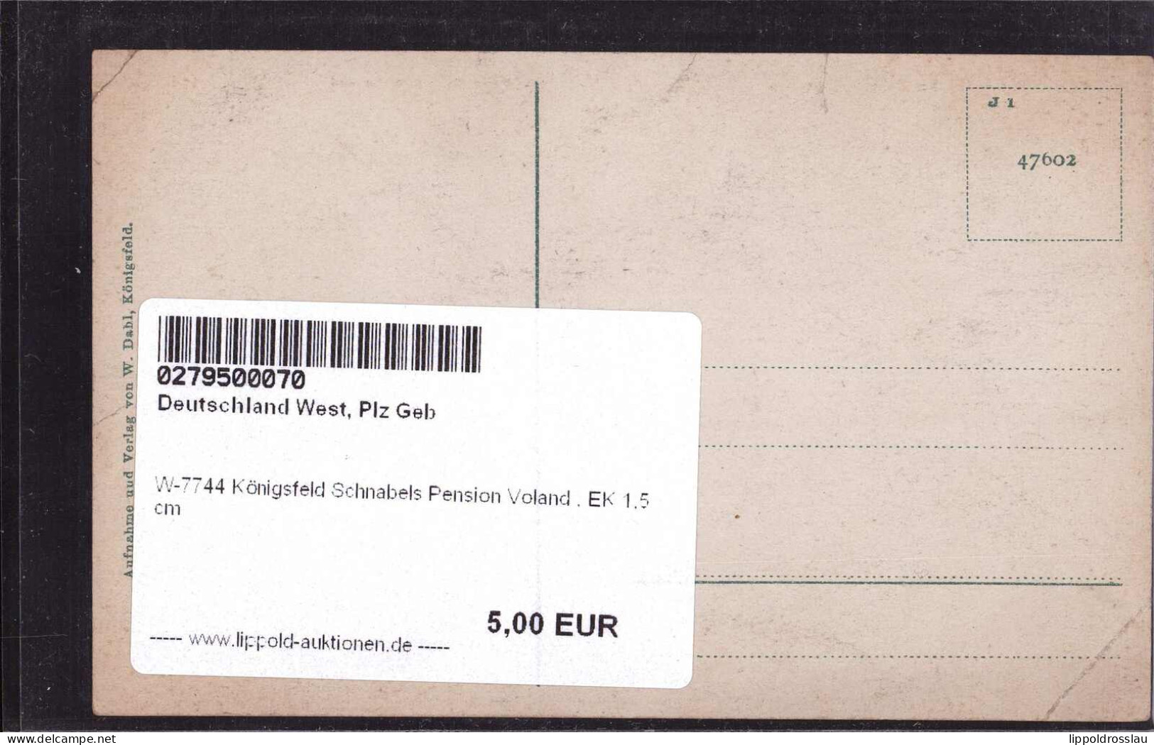 * W-7744 Königsfeld Schnabels Pension Voland , EK 1,5 Cm - Triberg