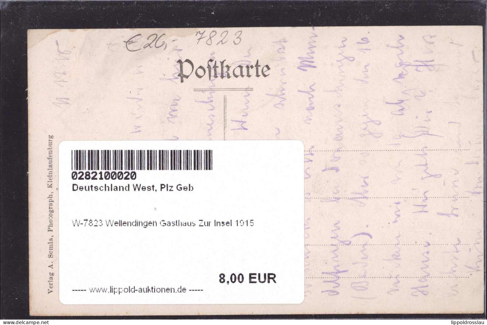 * W-7823 Wellendingen Gasthaus Zur Insel 1915 - Titisee-Neustadt