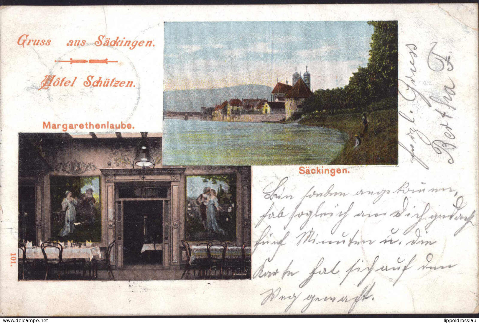 Gest. W-7880 Säckingen Gasthaus Hotel Schützen 1902, EK 1cm - Bad Saeckingen