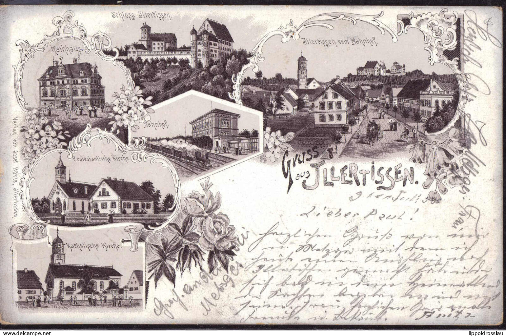 * W-7918 Illertissen Bahnhof Rathaus Kirche 1899 - Ulm