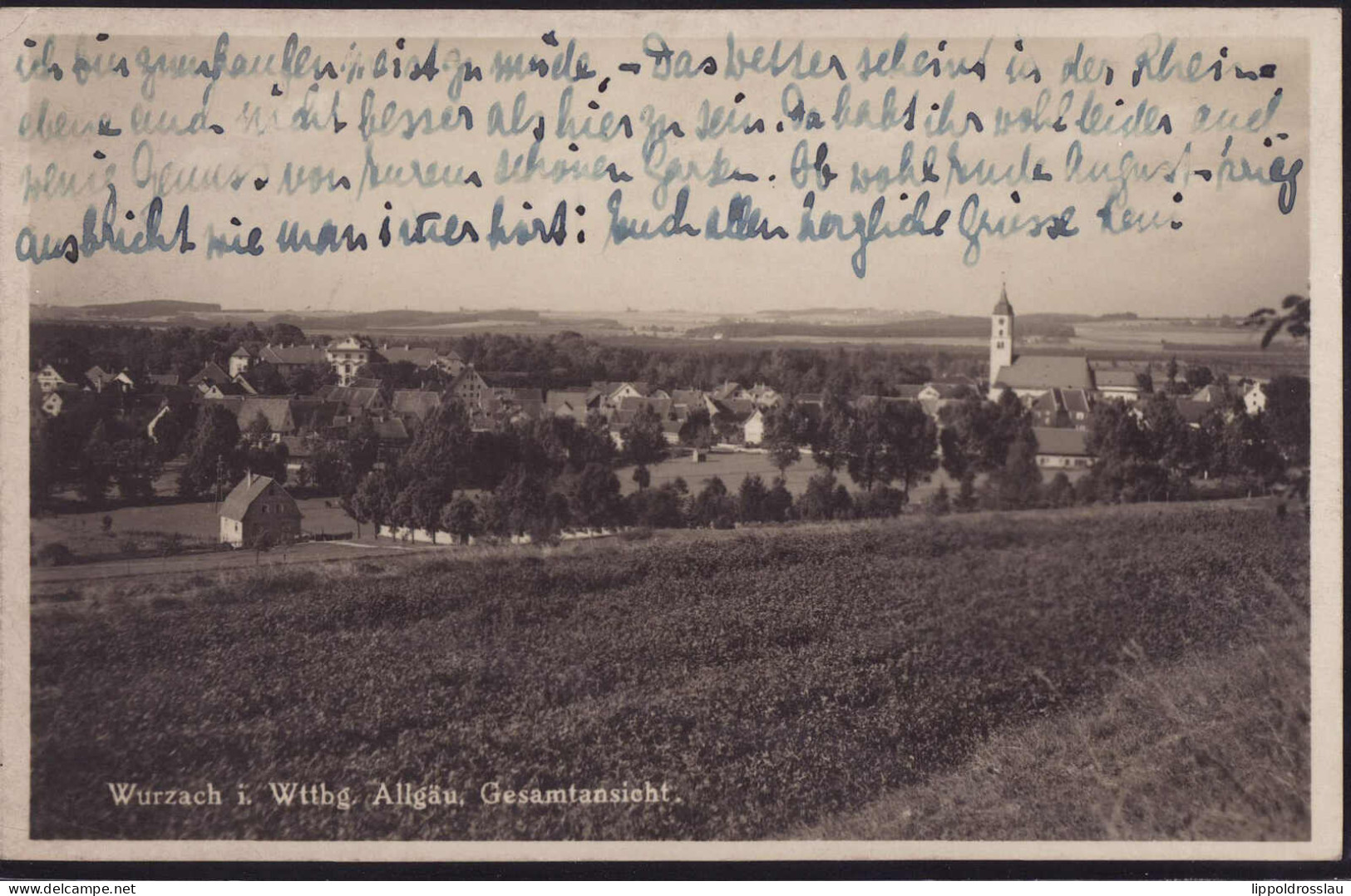 Gest. W-7954 Wurzach Blick Zum Ort 1939 - Biberach