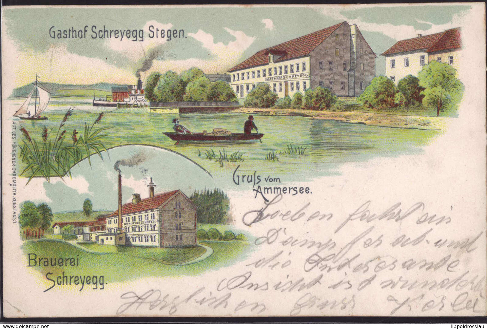 Gest. W-8084 Stegen Brauerei Gasthaus Schreyegg 1899, EK 9mm - Fuerstenfeldbruck