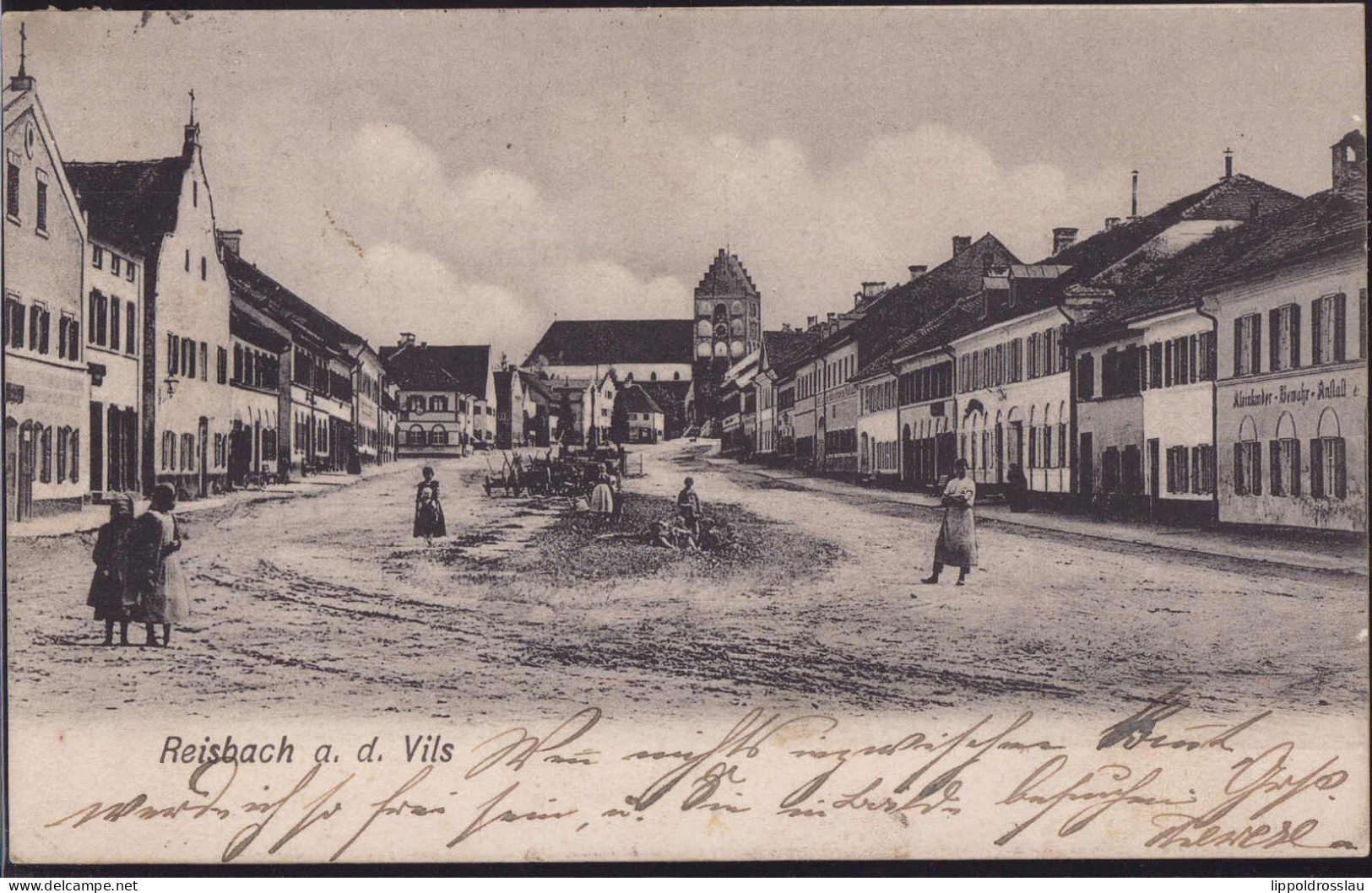 Gest. W-8341 Reisbach Teil Des Ortes 1906, Briefmarke Entfernt - Pfarrkirchen