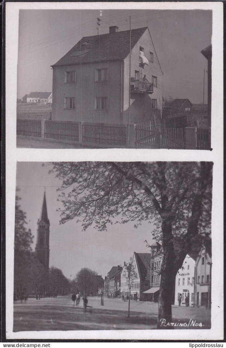 * W-8350 Plattling Kirche Wohnhaus Foto-AK - Plattling