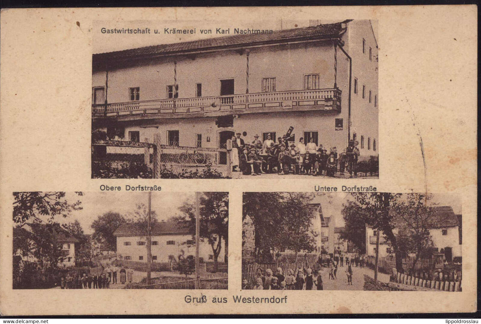 Gest. W-8357 Westerndorf Gasthaus Krämerei Nachtmann Dorfstraße 1941 - Plattling