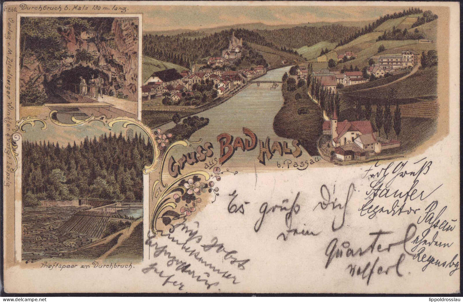 Gest. W-8390 Bad Hals Blick Zum Ort 1897 - Passau