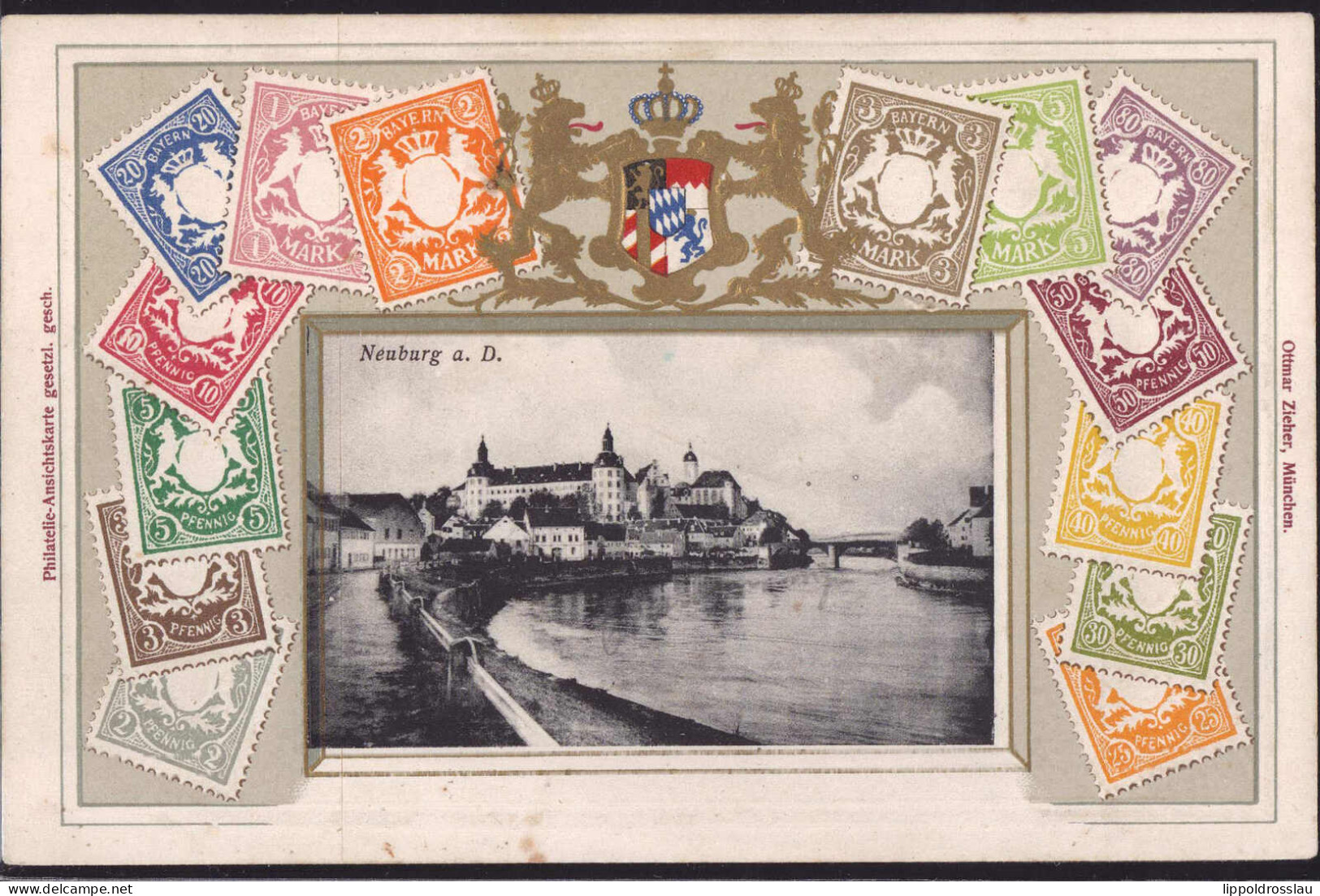 * W-8390 Neuburg Briefmarken-Prägekarte - Passau