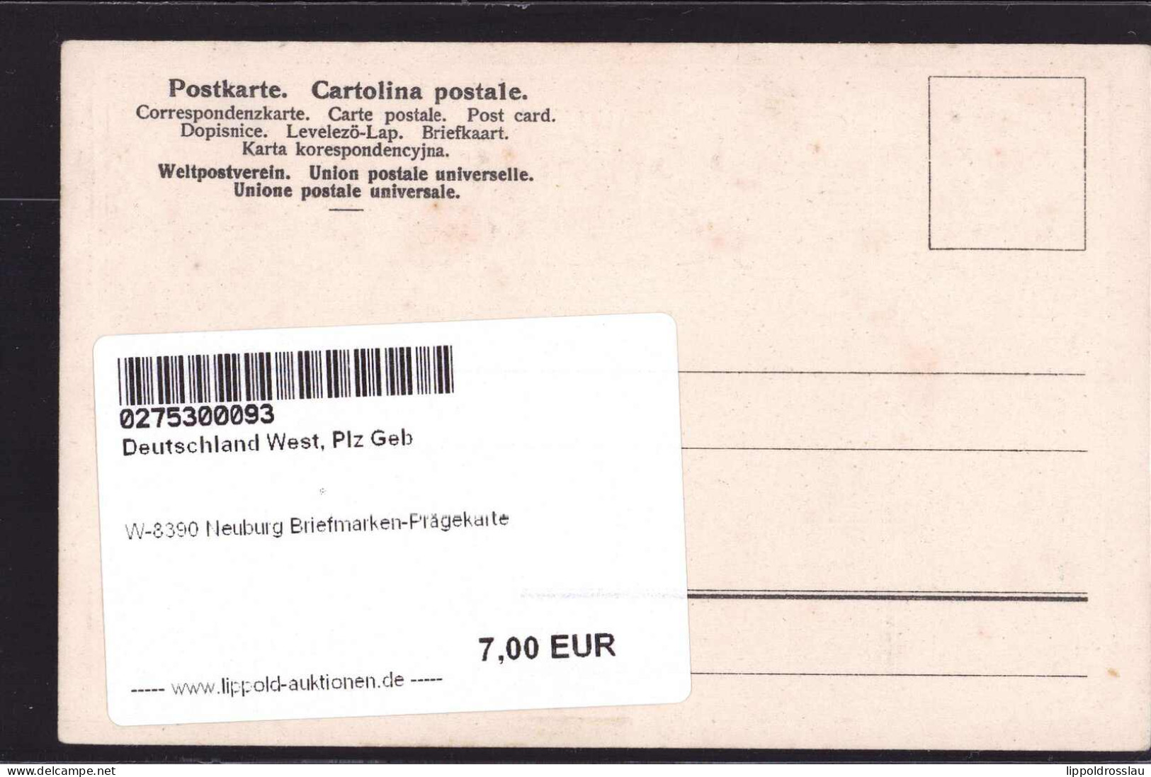 * W-8390 Neuburg Briefmarken-Prägekarte - Passau