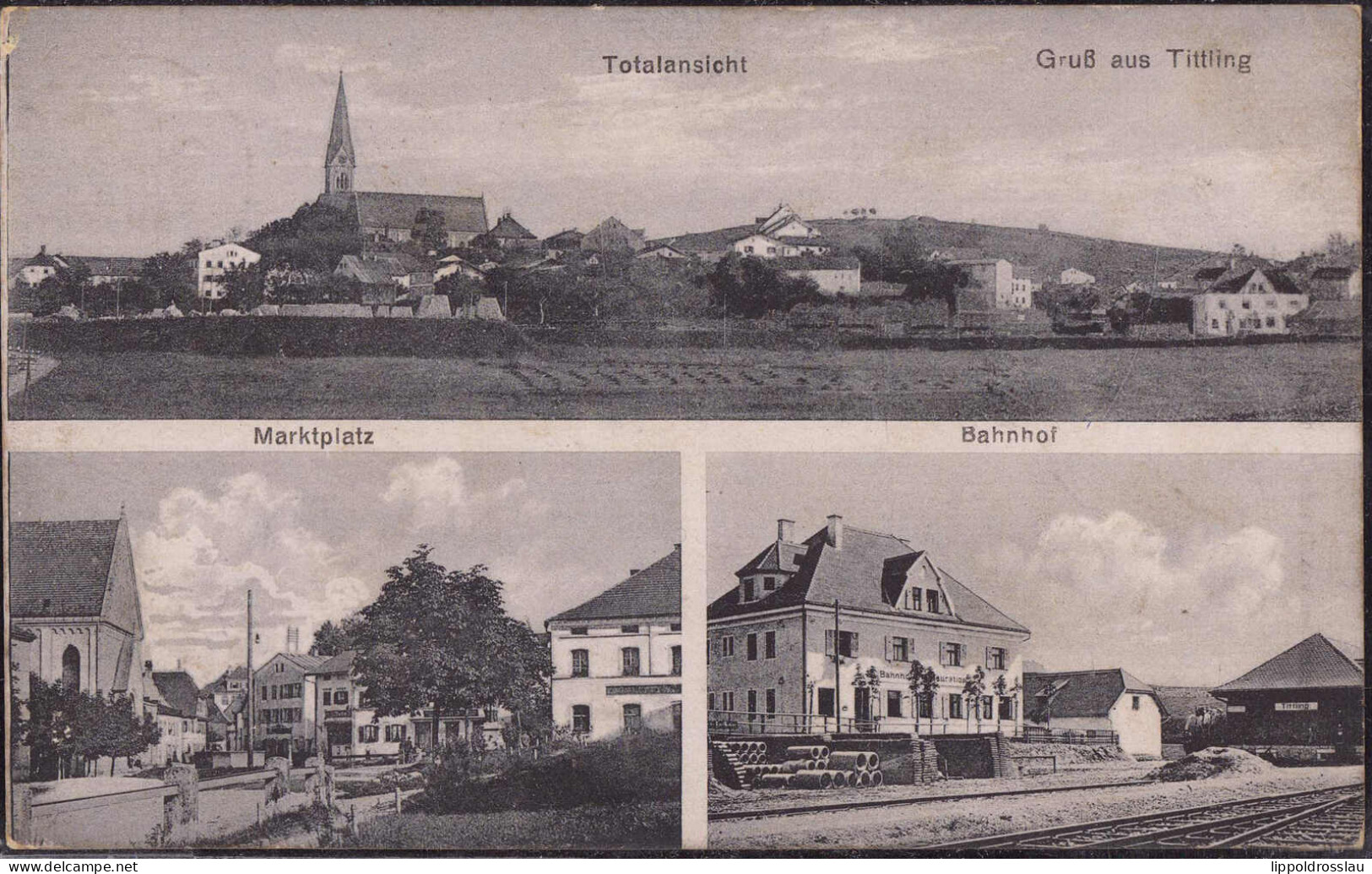 Gest. W-8391 Tittling Bahnhof Markt 1923 - Passau