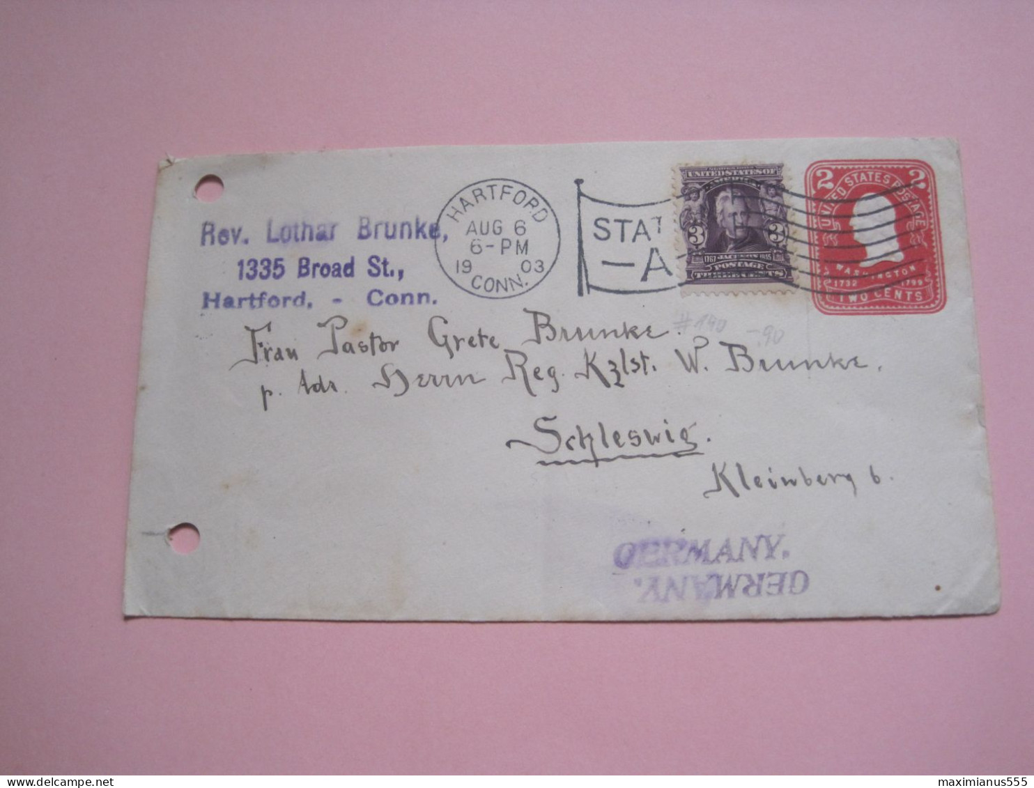 USA Letter 1903 To Germany - Usados