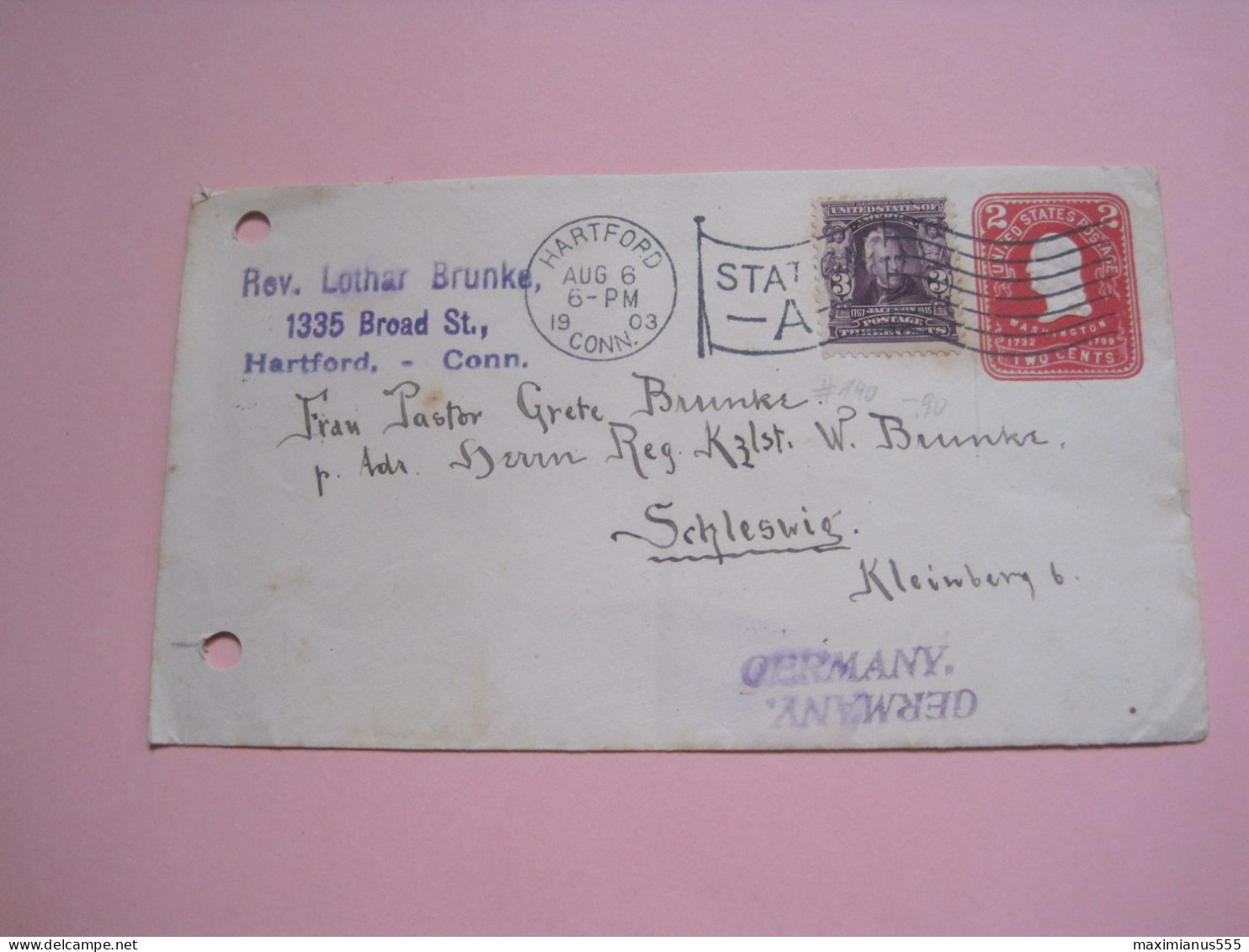 USA Letter 1903 To Germany - Gebruikt