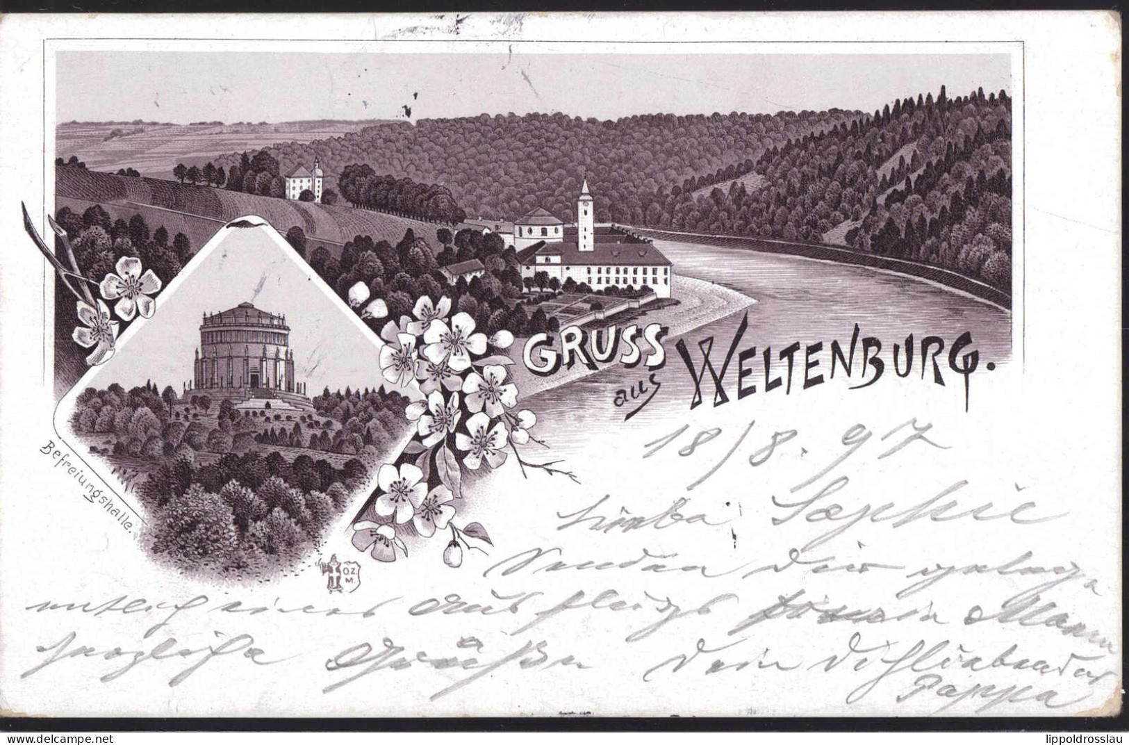 Gest. W-8420 Weltenburg Blick Zum Ort Befreiungshalle 1897, Min. Best. - Kelheim