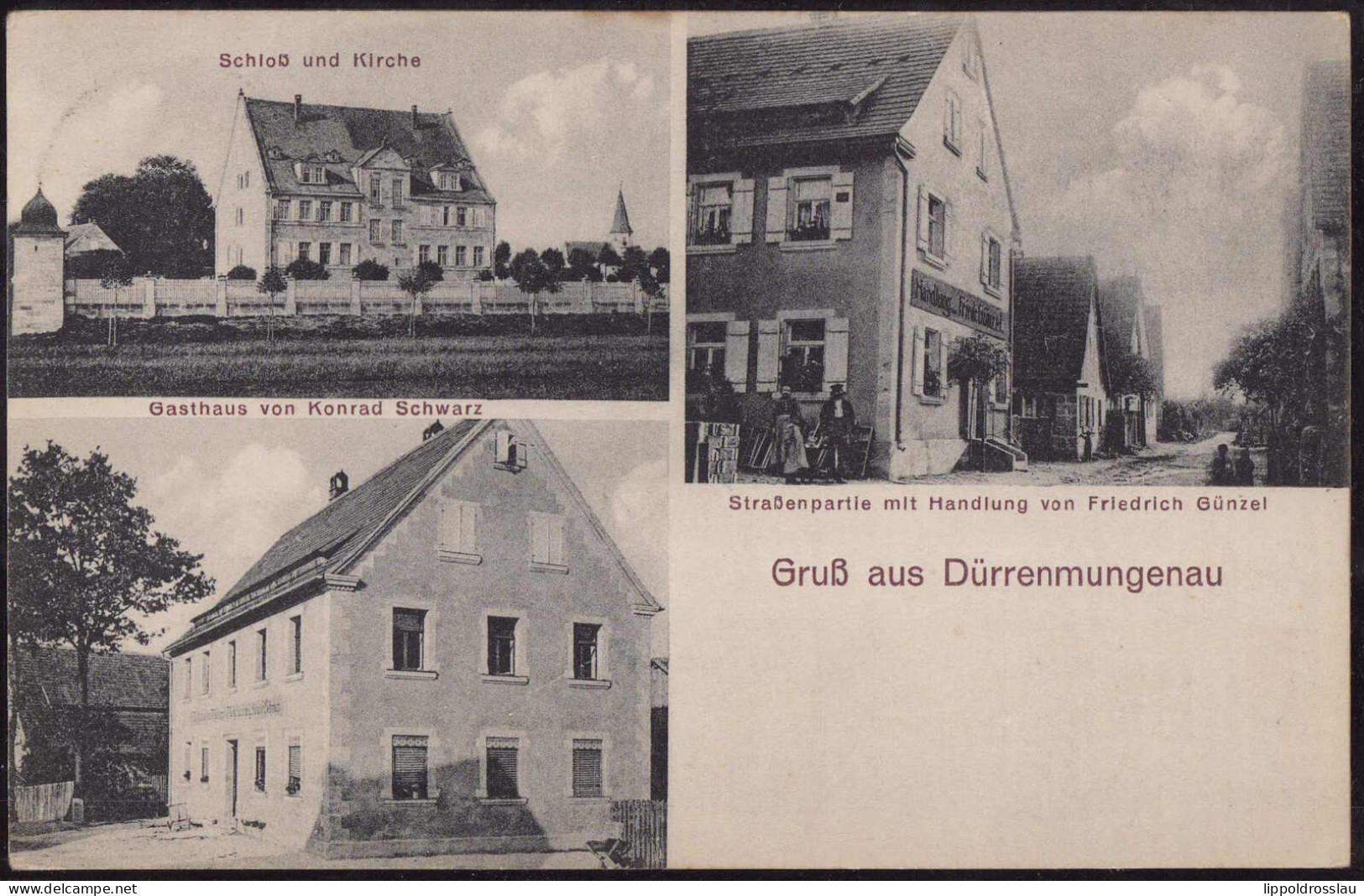 Gest. W-8549 Dürrenmungenau Gasthaus Schwarz Handlung Günzel 1928 - Schwabach
