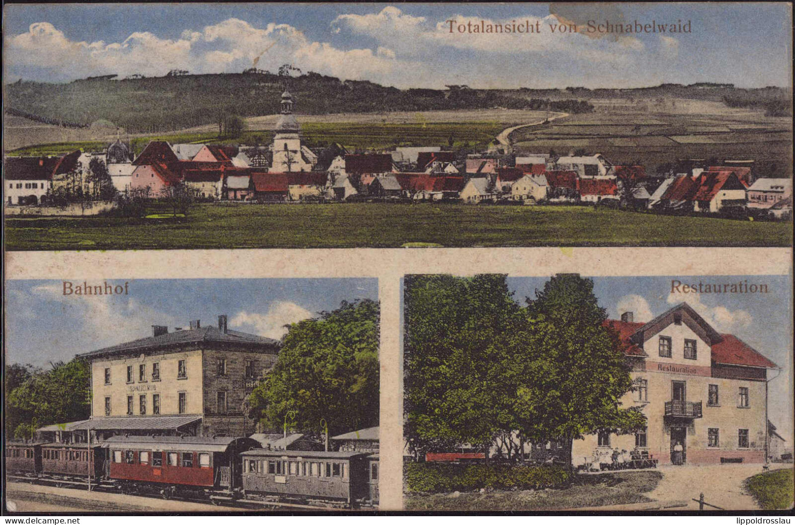 Gest. W-8571 Schnabelwaid Bahnhof Gasthaus Feldpost 1914 - Pegnitz