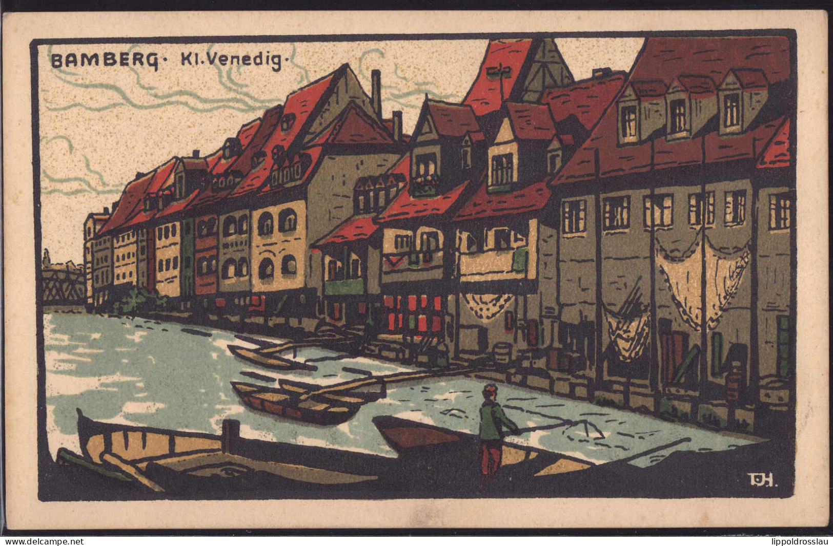 Gest. W-8600 Bamberg Klein-Venedig Steinzeichnung 1915 - Bamberg