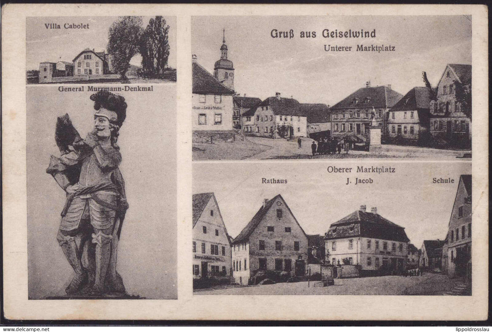 Gest. W-8614 Geiselwind Oberer Und Unterer Markt 1925, Briefmarke Beschädigt - Bamberg