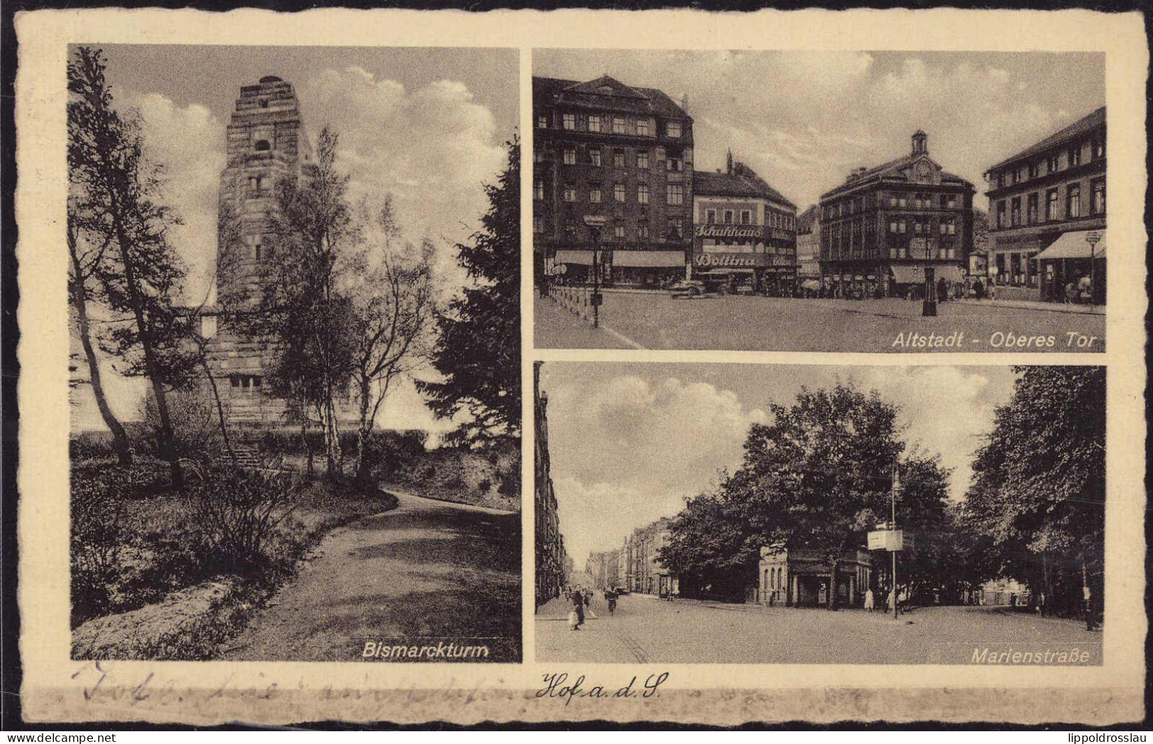 Gest. W-8670 Hof Altstadt Bismarckturm Marienstraße 1935 - Hof