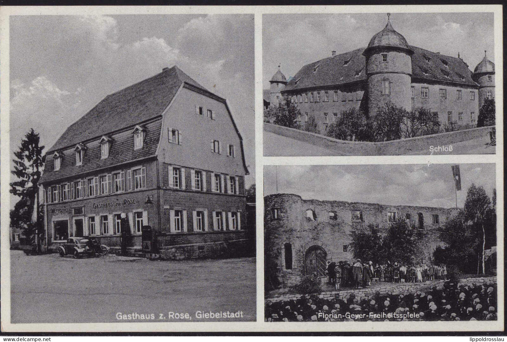 Gest. W-8701 Giebelstadt Gasthaus Zur Rose 1939 - Wuerzburg