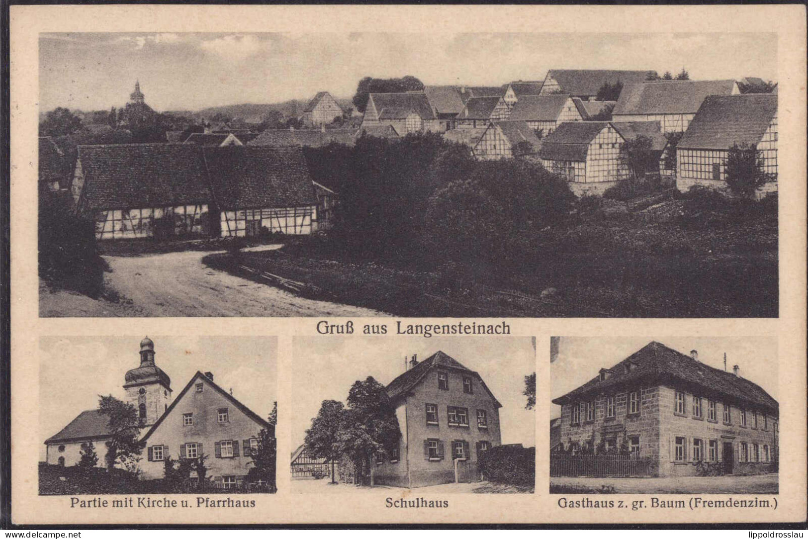 Gest. W-8704 Langensteinach Gasthaus Zum Grünen Baum 1934 - Wuerzburg