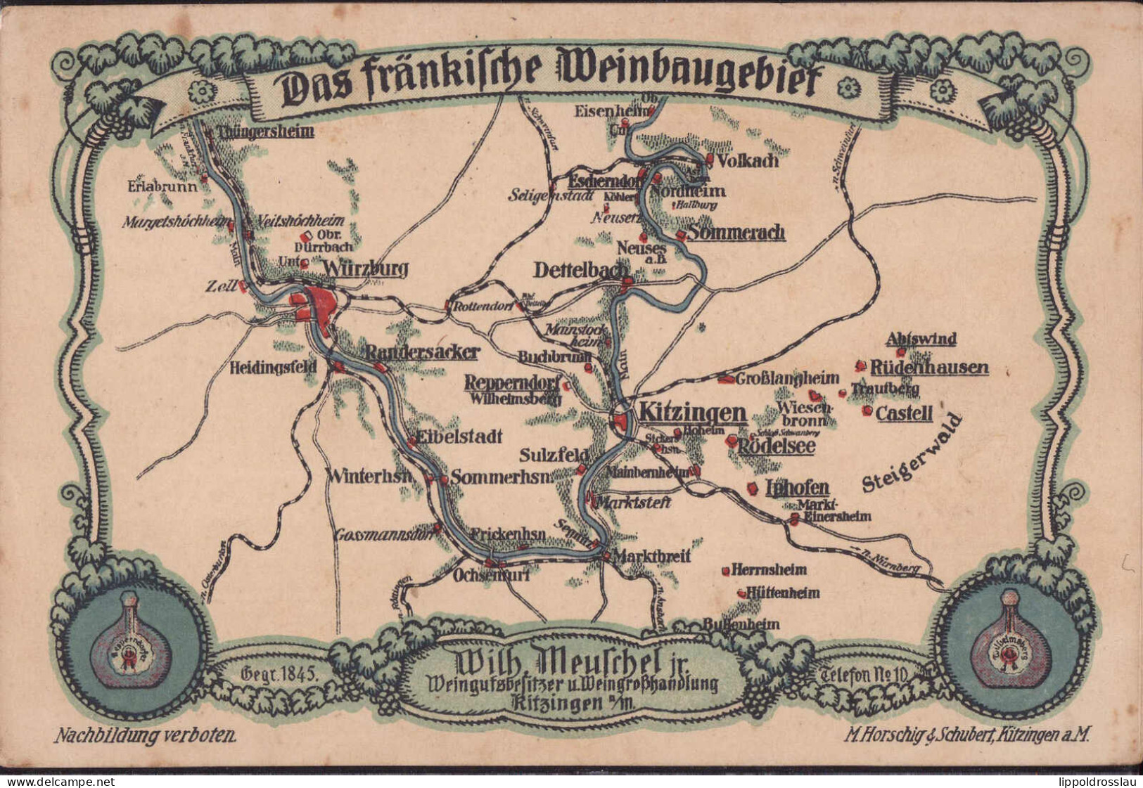 Gest. W-8710 Kitzingen Das Weinbaugebiet 1922 - Kitzingen