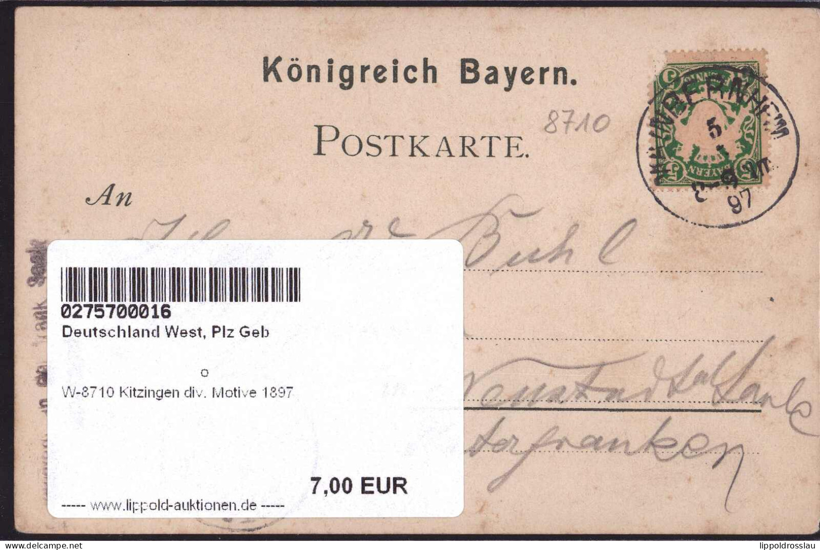 Gest. W-8710 Kitzingen Div. Motive 1897 - Kitzingen