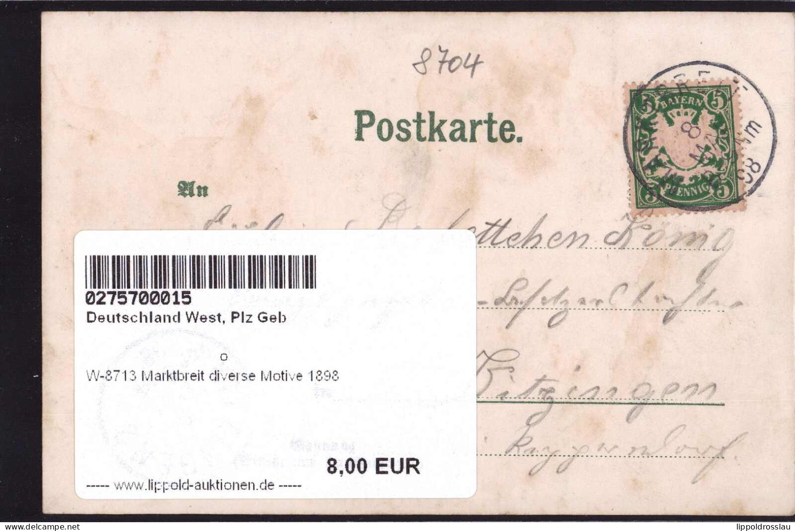 Gest. W-8713 Marktbreit Diverse Motive 1898 - Kitzingen