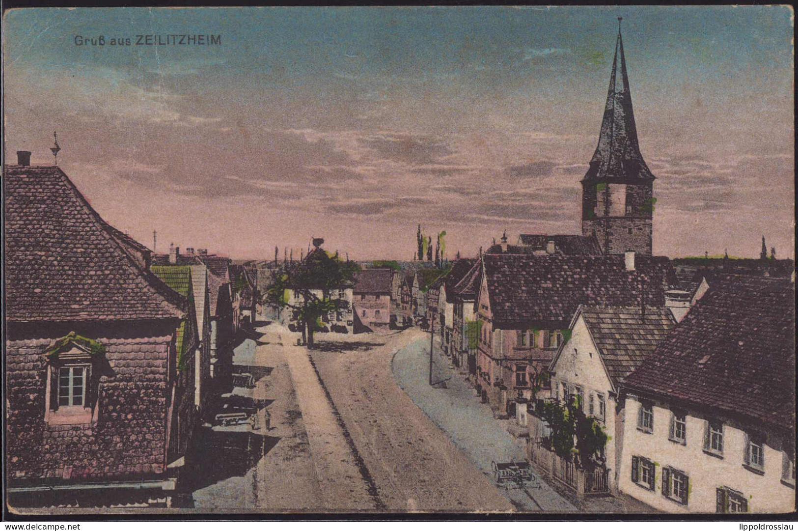 Gest. W-8721 Zeilitzheim Straßenpartie 1921, Briefmarke Beschädigt - Schweinfurt