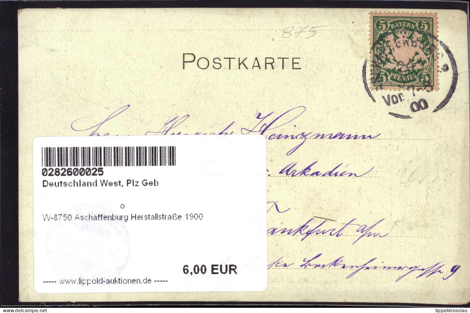Gest. W-8750 Aschaffenburg Herstallstraße 1900 - Aschaffenburg