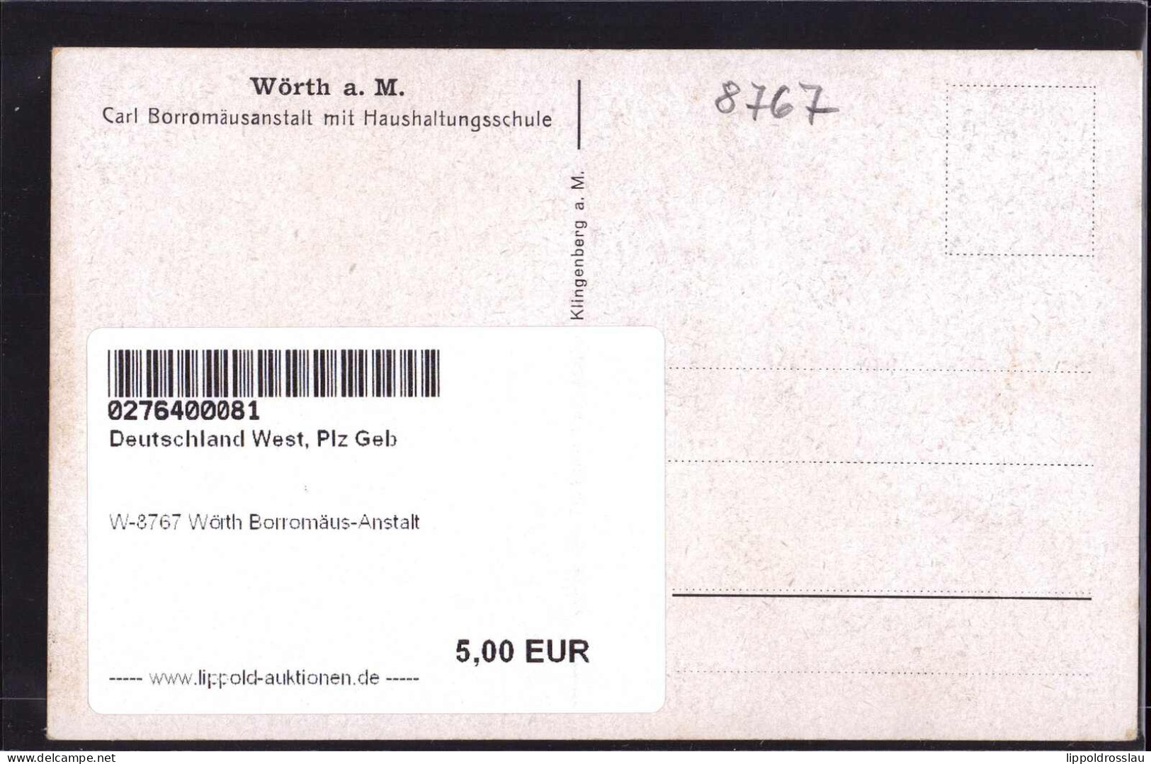 * W-8767 Wörth Borromäus-Anstalt - Miltenberg A. Main