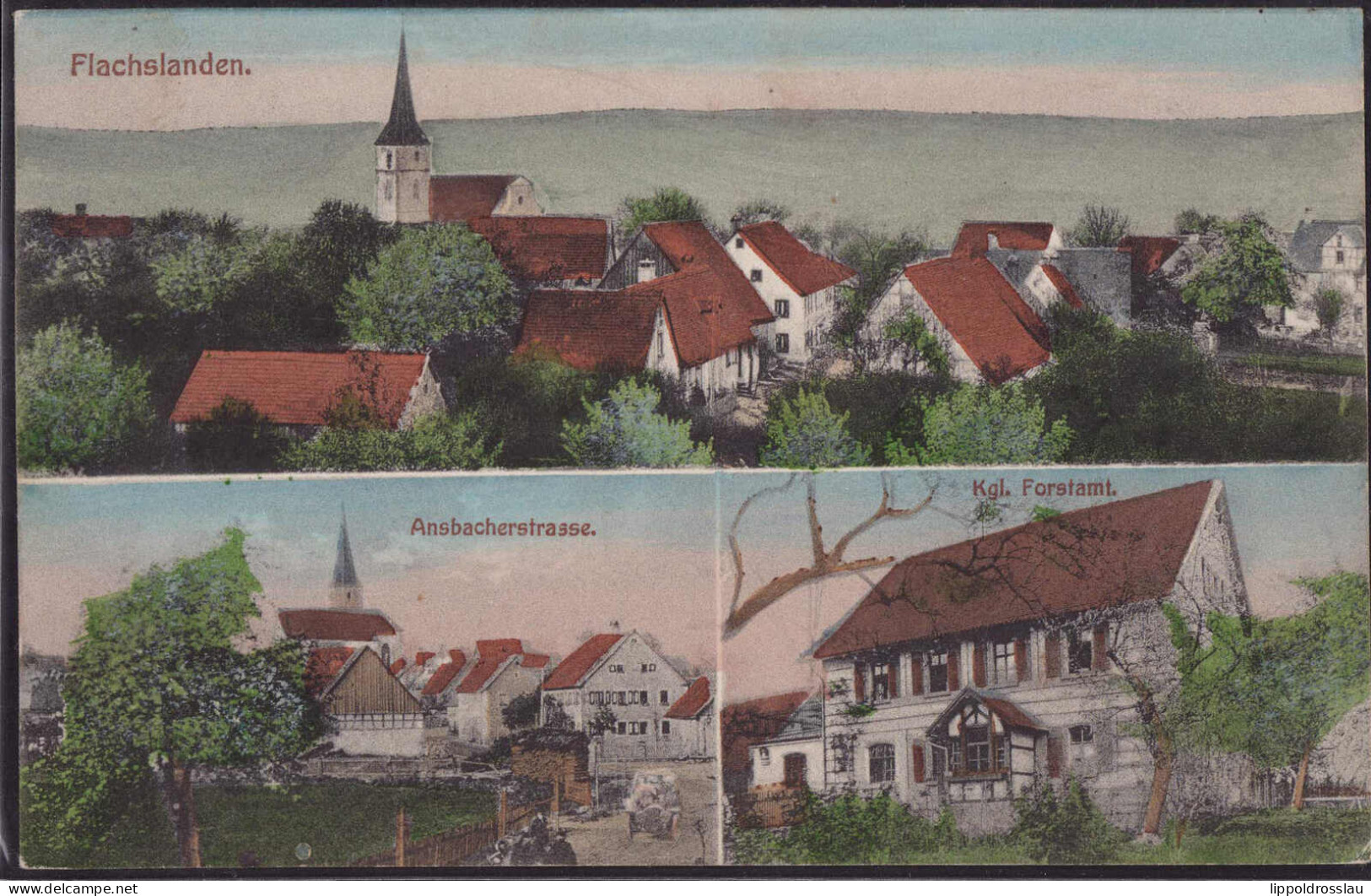 Gest. W-8802 Flachslanden Ansbacherstraße Forstamt 1918 - Ansbach