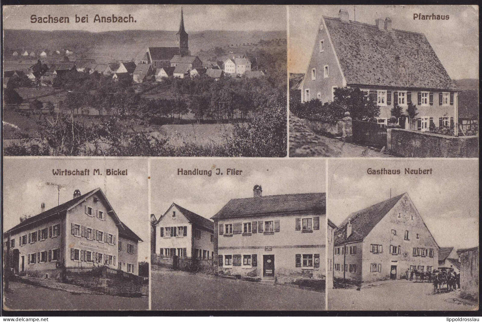 Gest. W-8802 Sachsen Gasthaus Neubert Handlung Flier Gasthaus Bickel 1928 - Ansbach