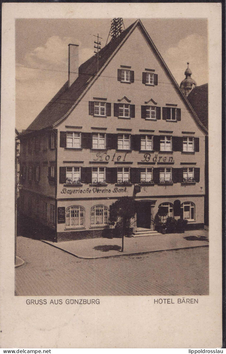 Gest. W-8870 Günzburg Hotel Gasthaus Bären 1925 - Günzburg