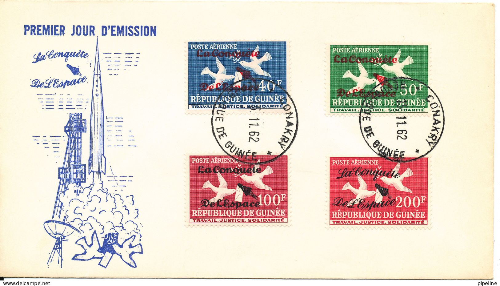 Guinea FDC 15-11-1962 SPACE With Cachet - Guinee (1958-...)