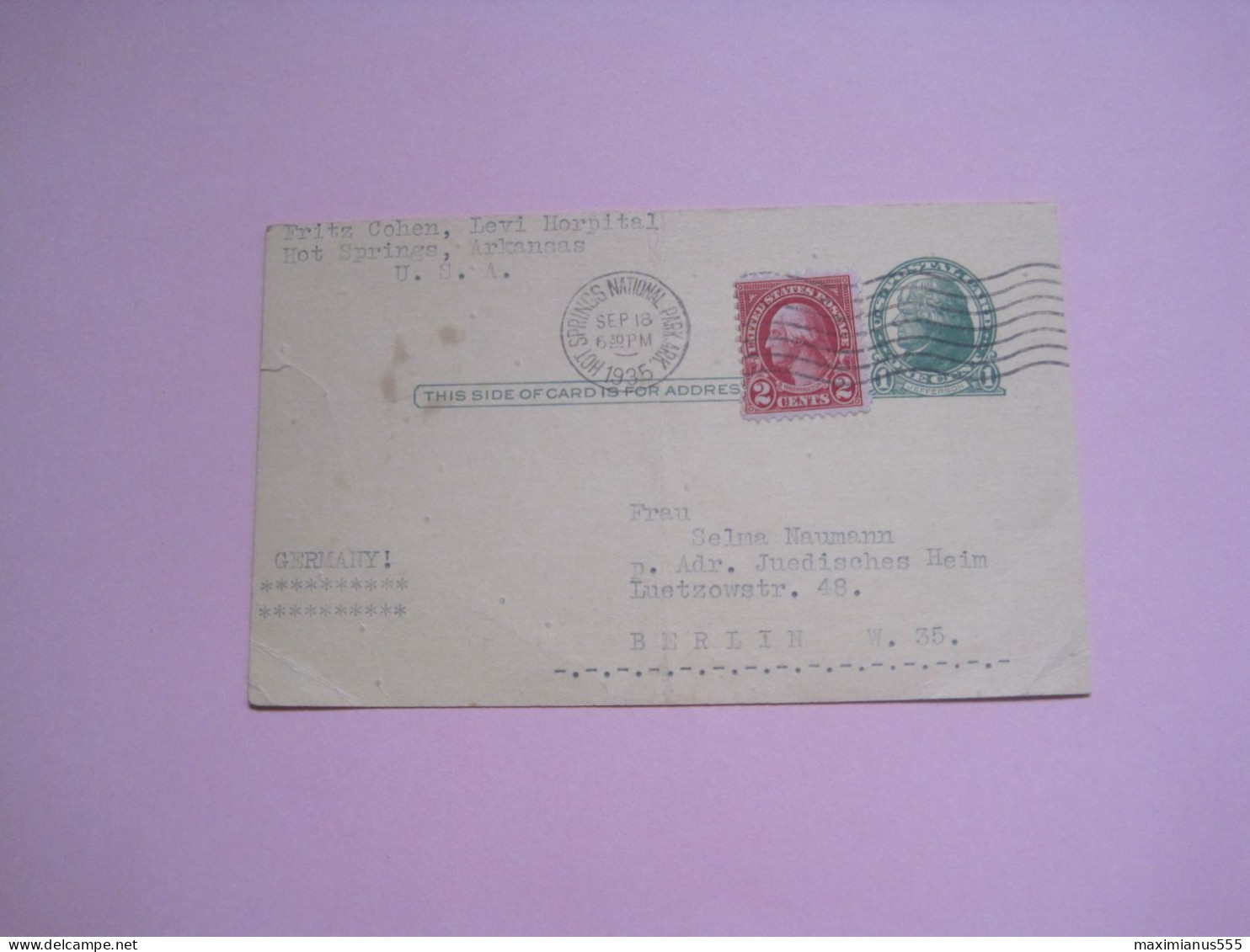 USA Postcard 1935 To Germany - Used Stamps