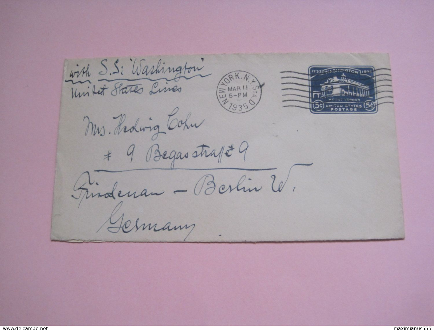 USA Postcard 1935 To Germany - Gebruikt