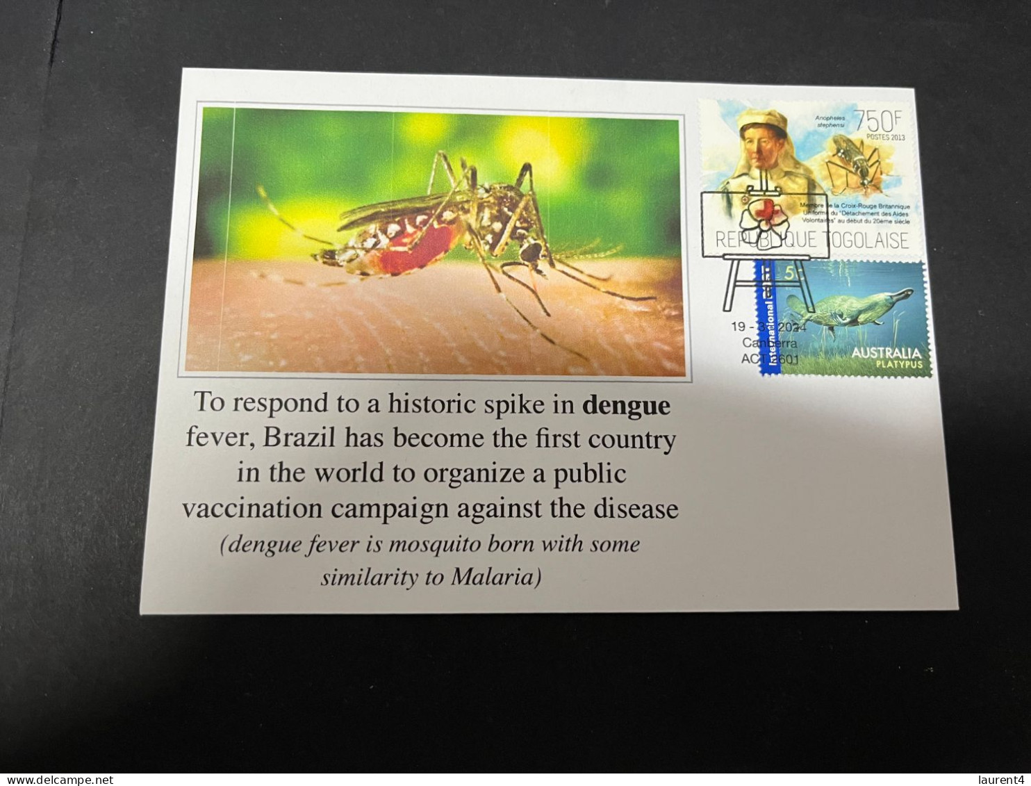 26-3-2024 (4 Y 8) Spike In Dengue Fever In Brazil, National Public Vaccinatinon Campaign (Red Cross Malaria Stamp) - Enfermedades