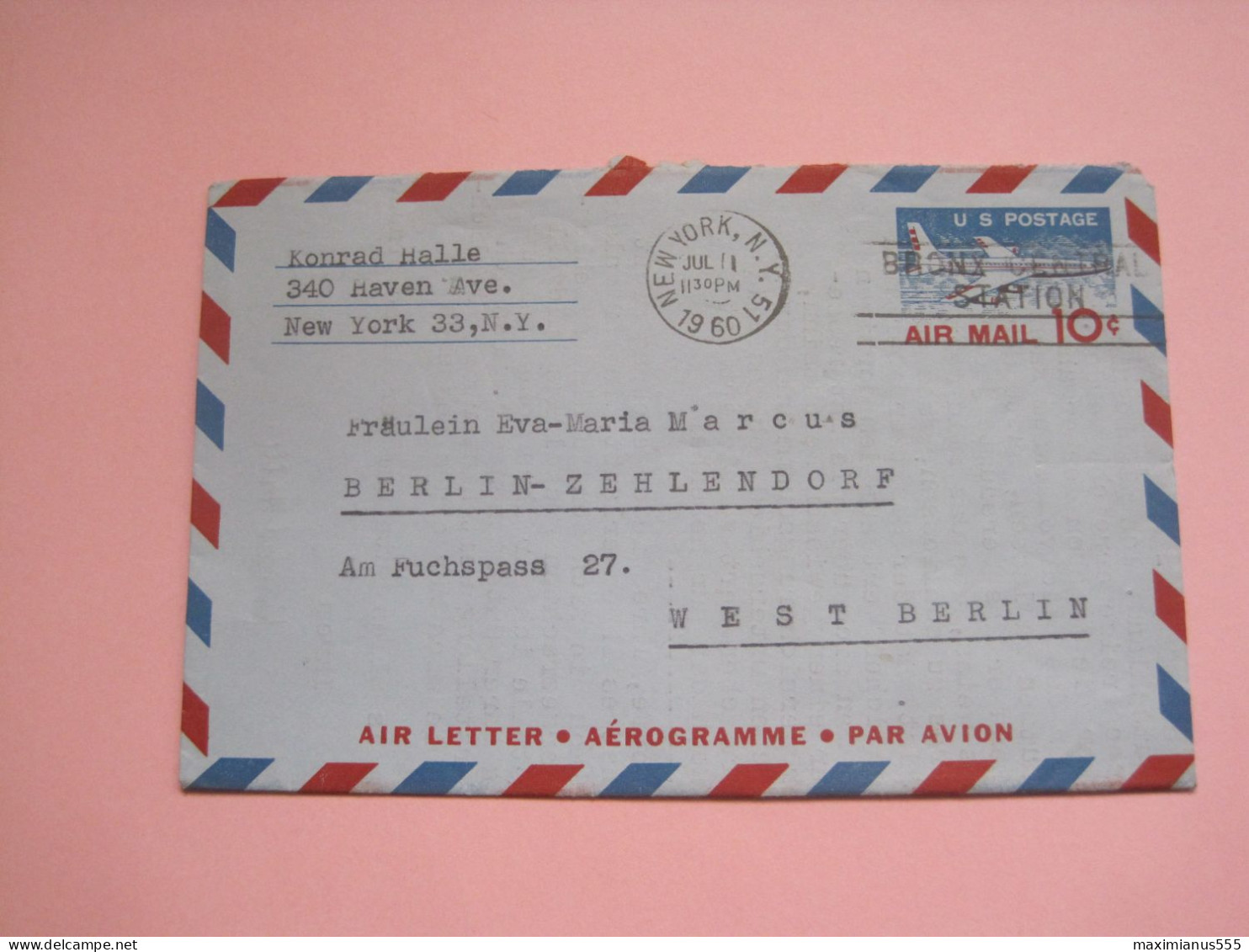 USA Letter 1960 To Germany - Gebruikt