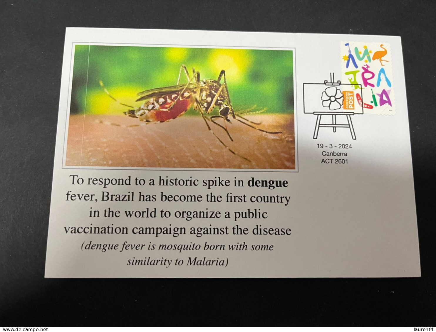 26-3-2024 (4 Y 8) Spike In Dengue Fever [like Malaria] In Brazil, National Public Vaccinatinon Campaign (OZ Stamp) - Disease
