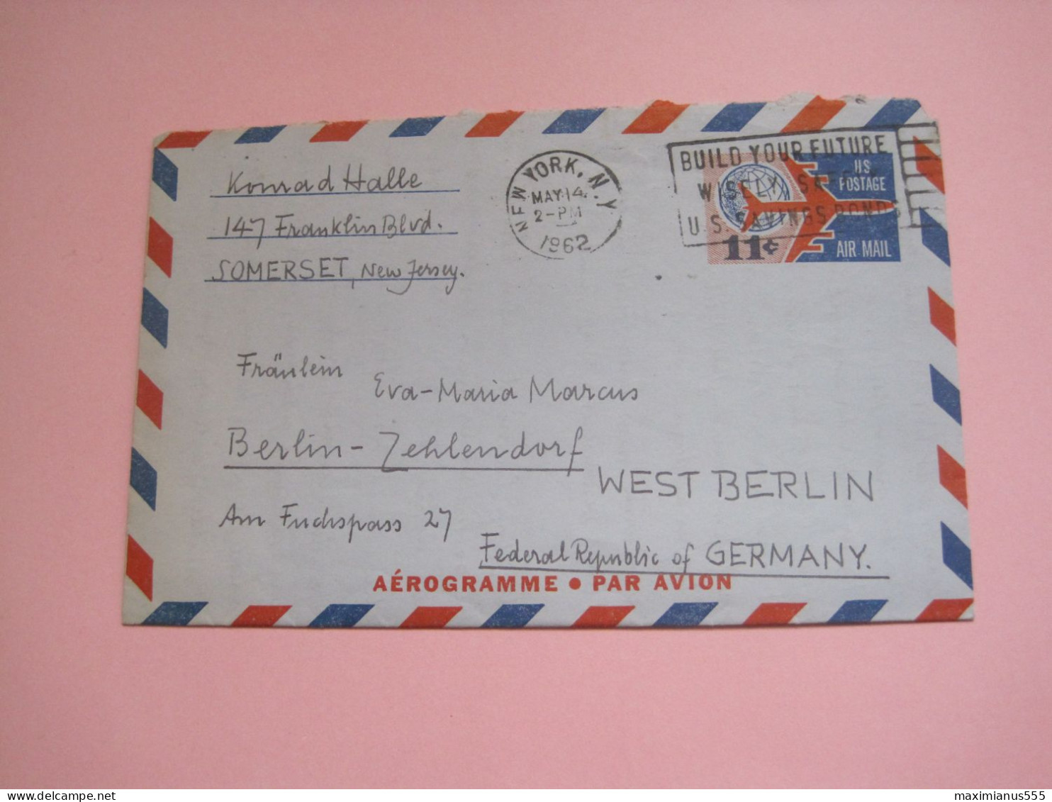 USA Letter 1962 To Germany - Gebruikt