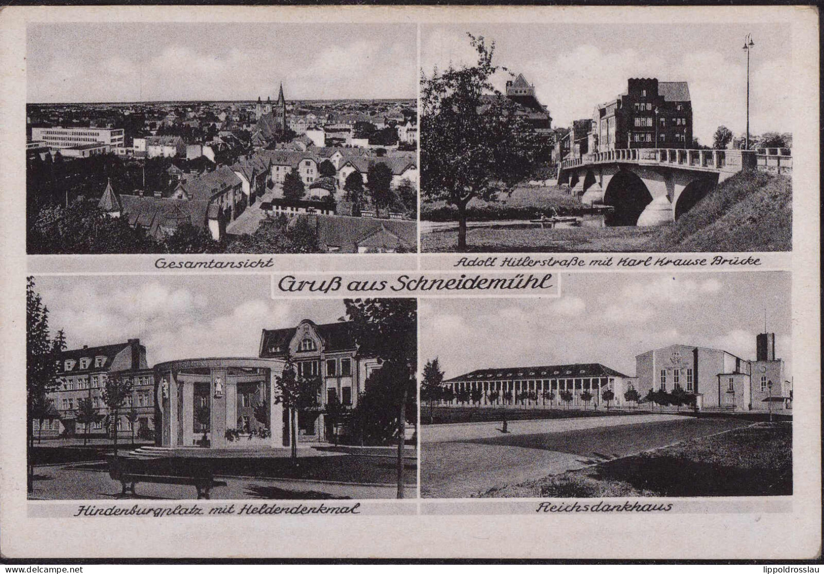 * Schneidemühl Adolf-Hitlerstraße Reichsdankhaus - Schlesien