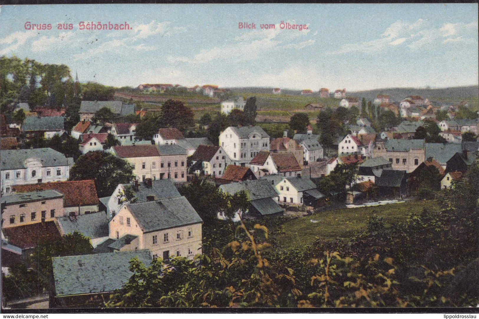 Gest. Schönbach Blick Zum Ort 1915 - Schlesien