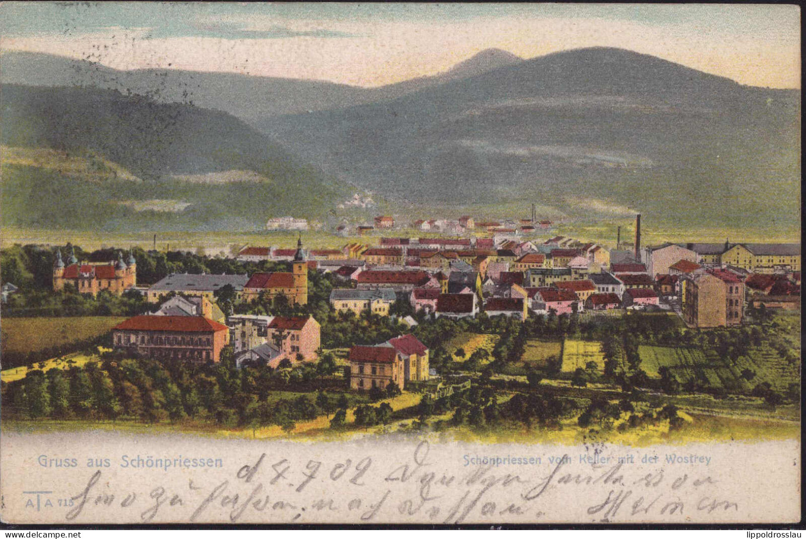 Gest. Schönpriessen Blick Zum Ort 1902 - Schlesien