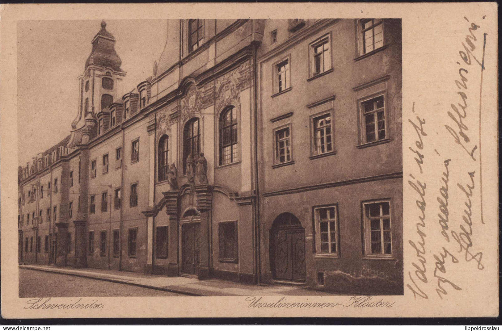 Gest. Schweidnitz Ursulininerinnenkloster 1930, Briefmarke Beschädigt - Schlesien